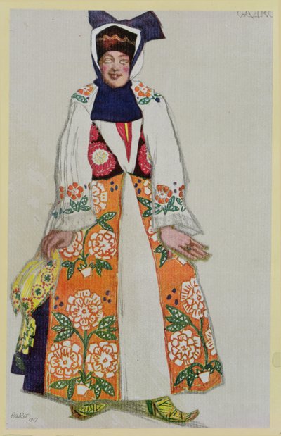 Costume design for a peasant woman, from Sadko by Leon Bakst